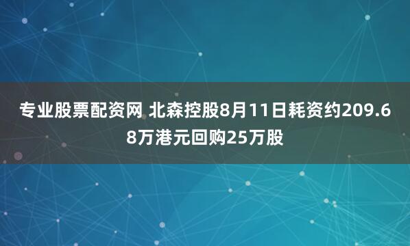 专业股票配资网 北森控股8月11日耗资约209.68万港元回购25万股